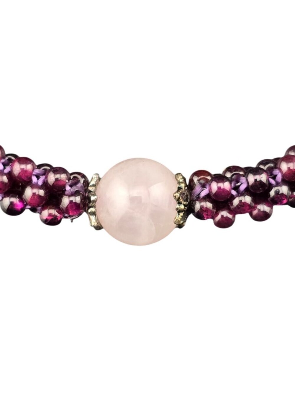 Handmade Garnet & Jadeite Beaded Stretch Bracelet Boho - Picture 5 of 6